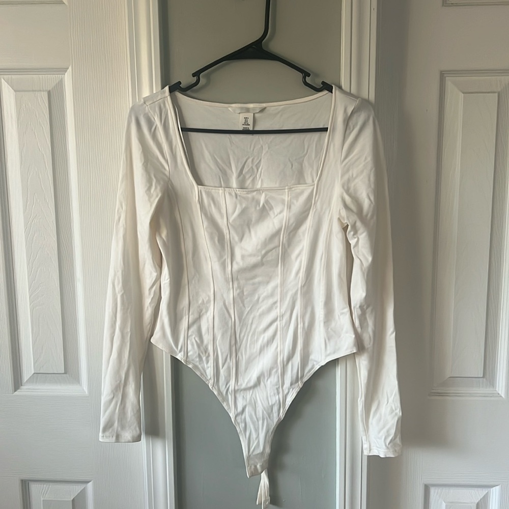 Express Cream scoop neck bodysuit